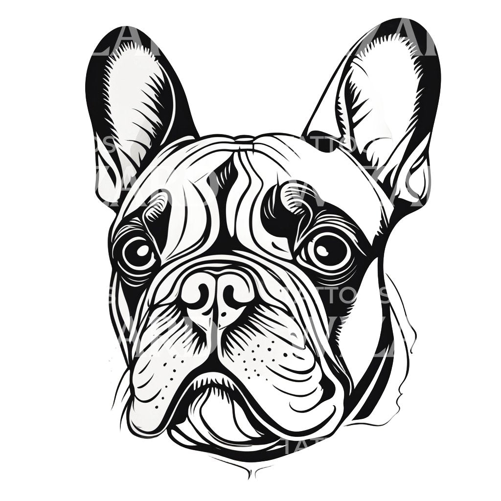 French BullDog Dog Tattoo Design