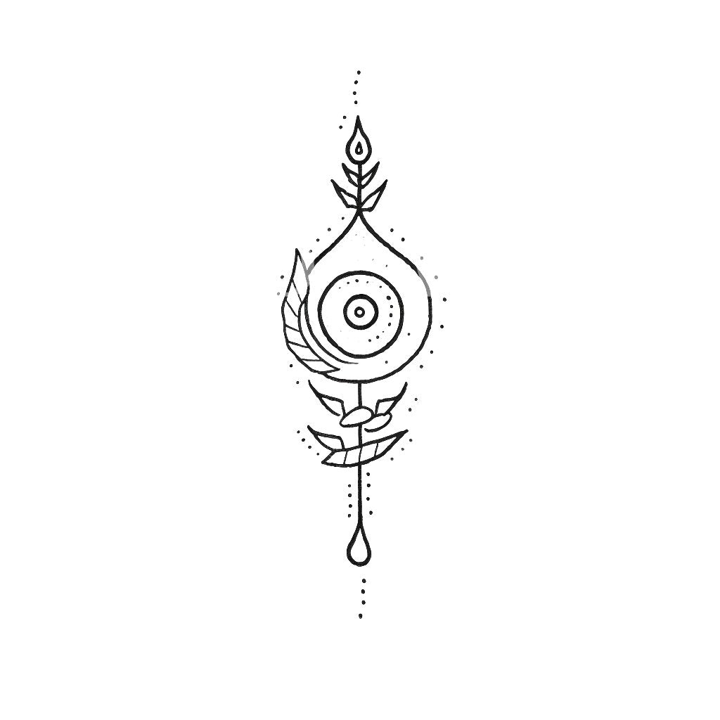 Handpoke Glyph Leaves Tattoo Design