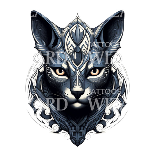 Egyptian Cat Face Tattoo Design