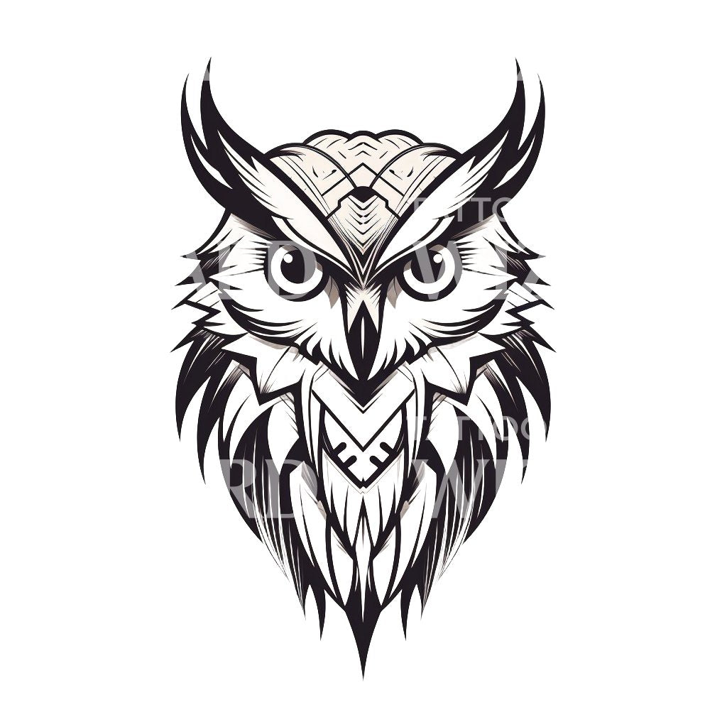 Blackwork Owl Tattoo Design