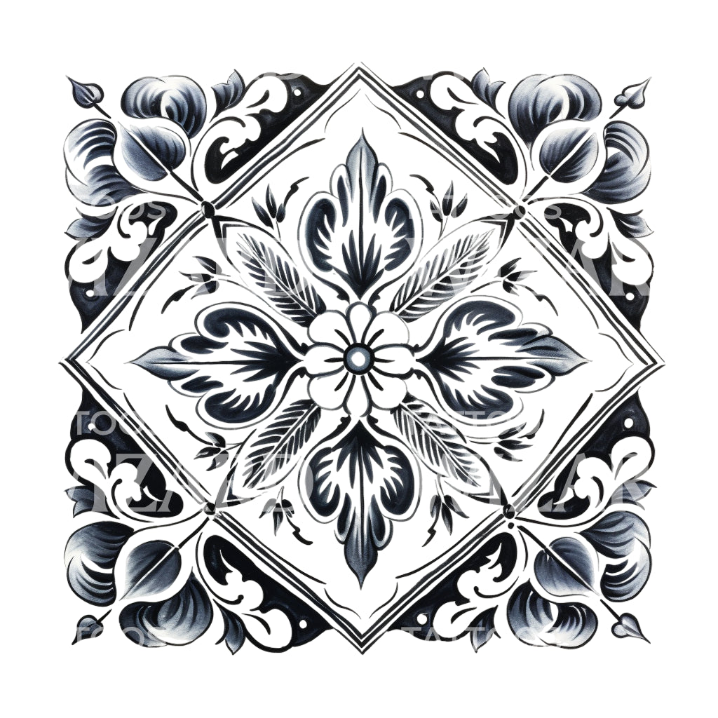 Grey Traditional Pattern Tattoo Design
