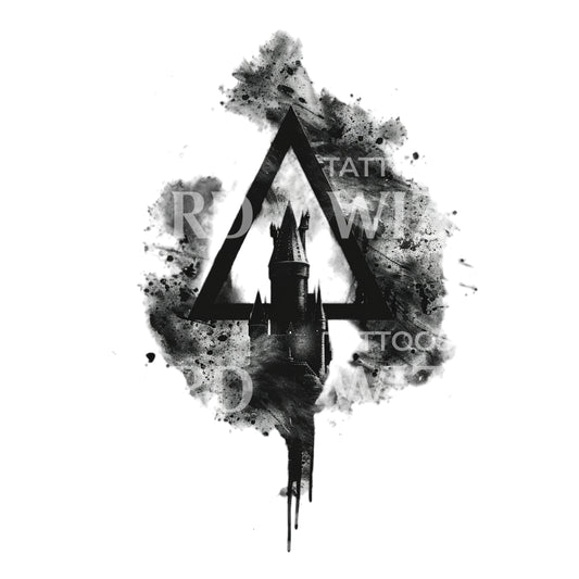 Hogwarts and Deathly Hallows Tattoo Design