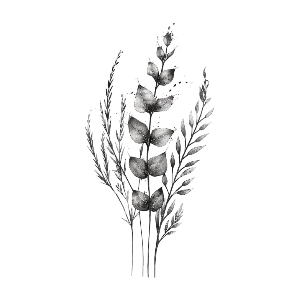 Delicate Spring Grass Tattoo Design