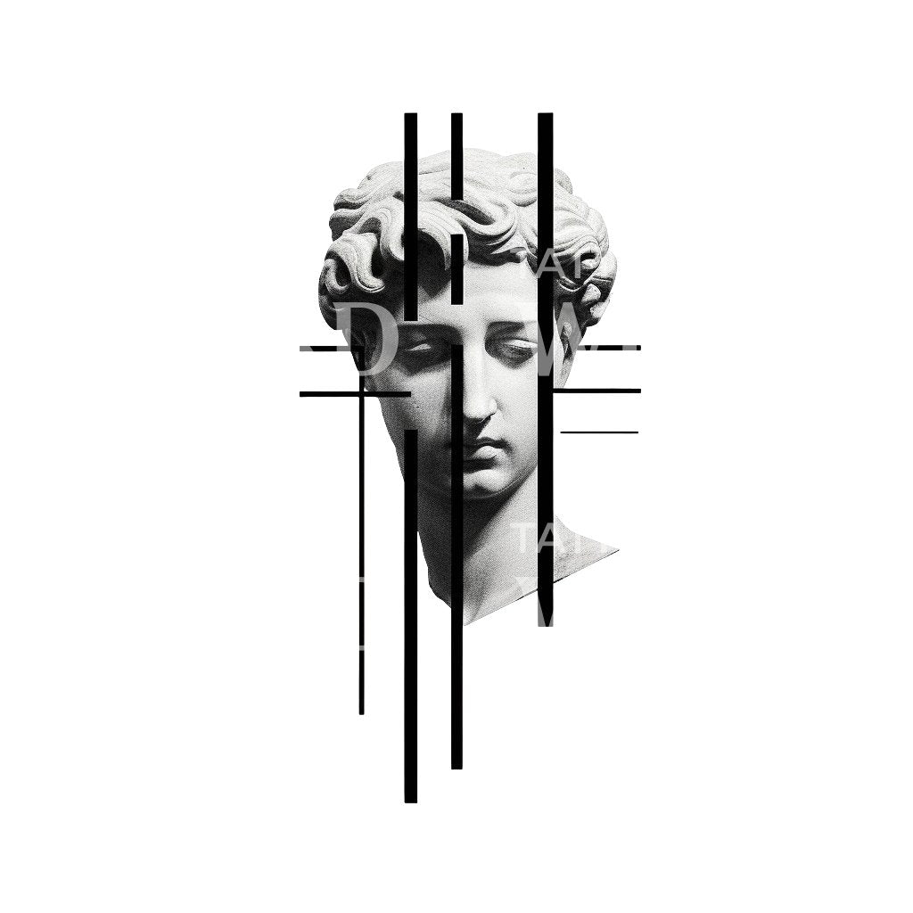Greek Statue Collage Tattoo Design