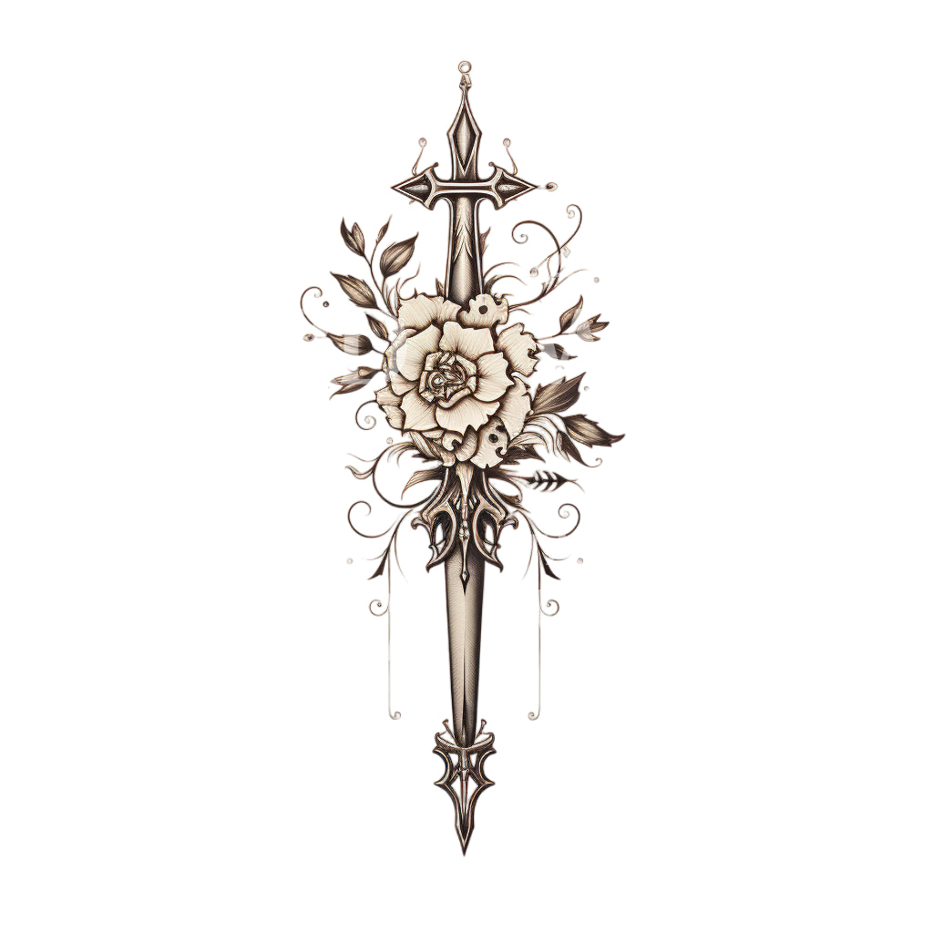 Rose and Dagger Tattoo Design