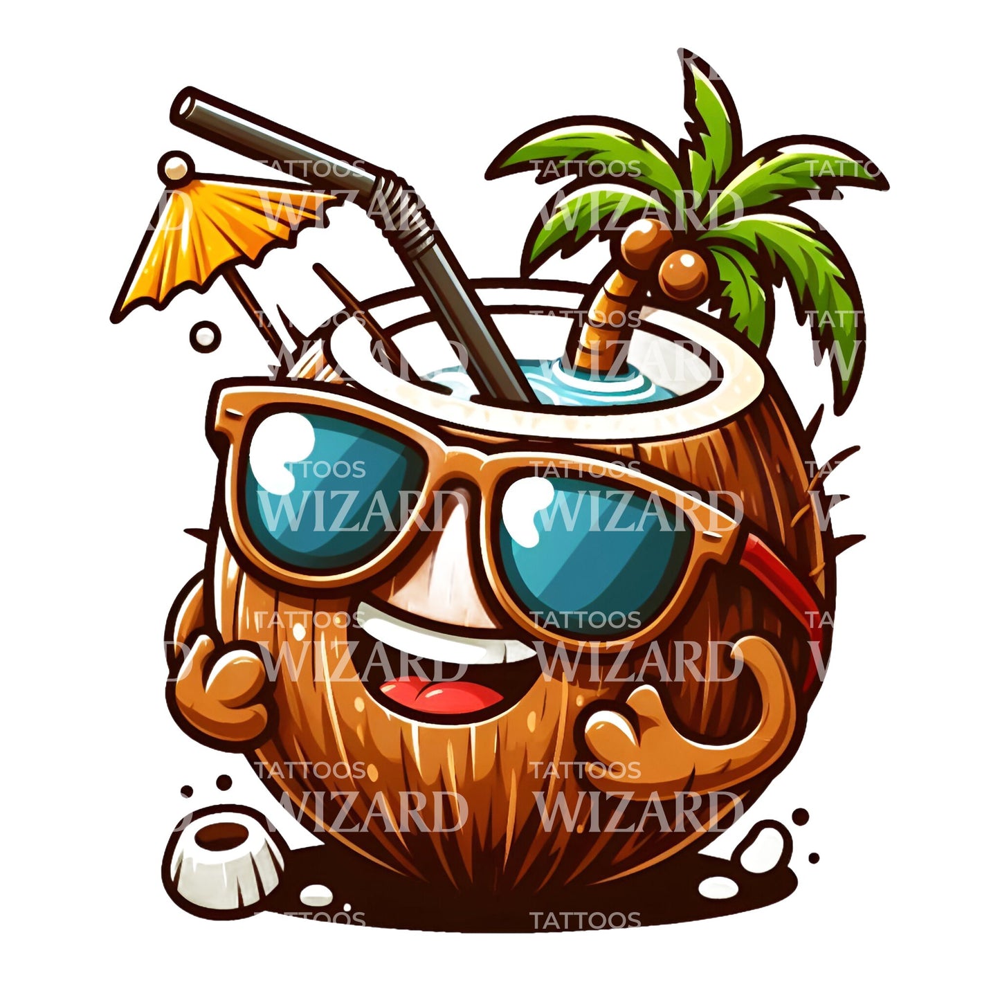 Coconut In The Breeze Tattoo Design