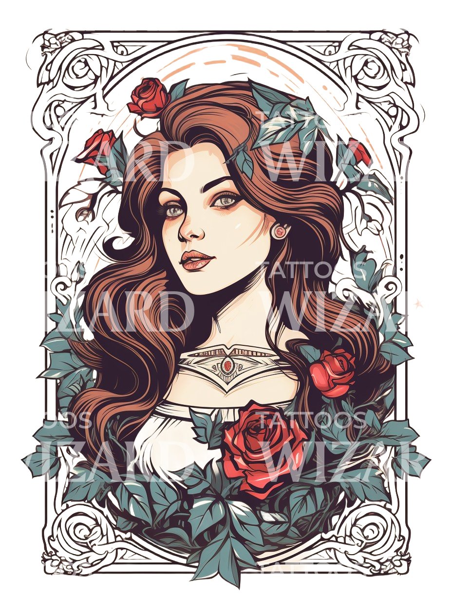 Neo Traditional Tarot Card Tattoo Design