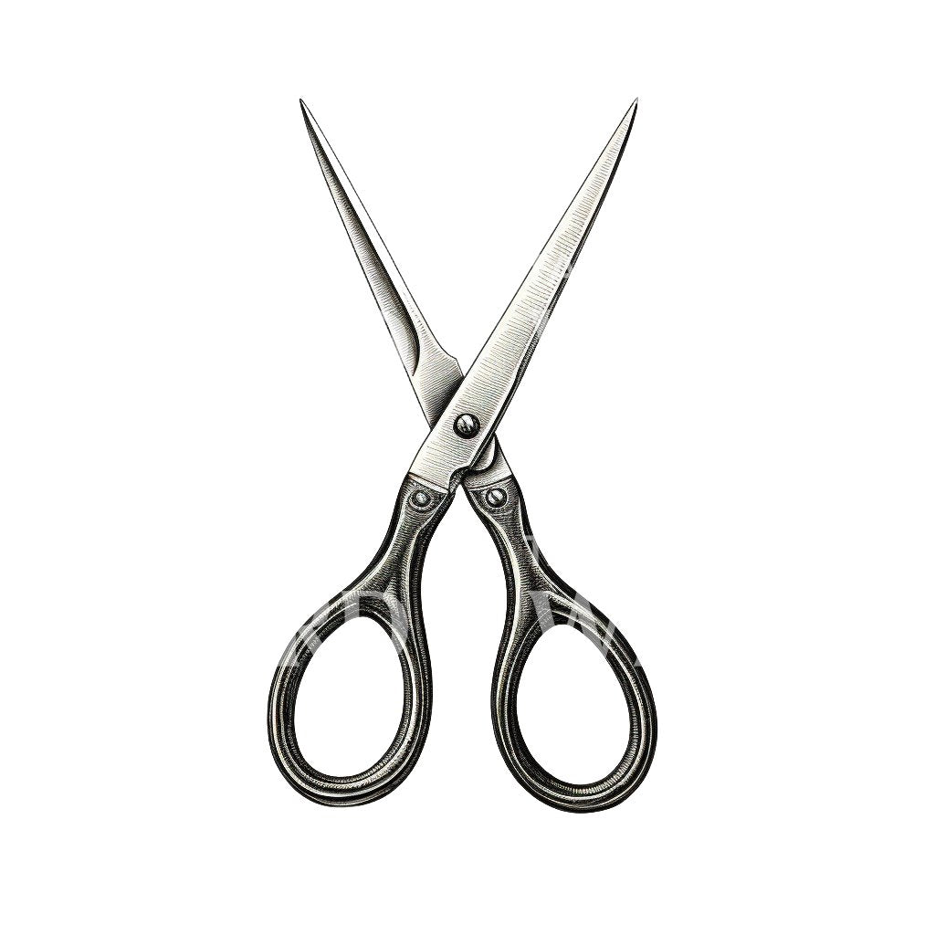 Engraving Open Scissors Tattoo Design