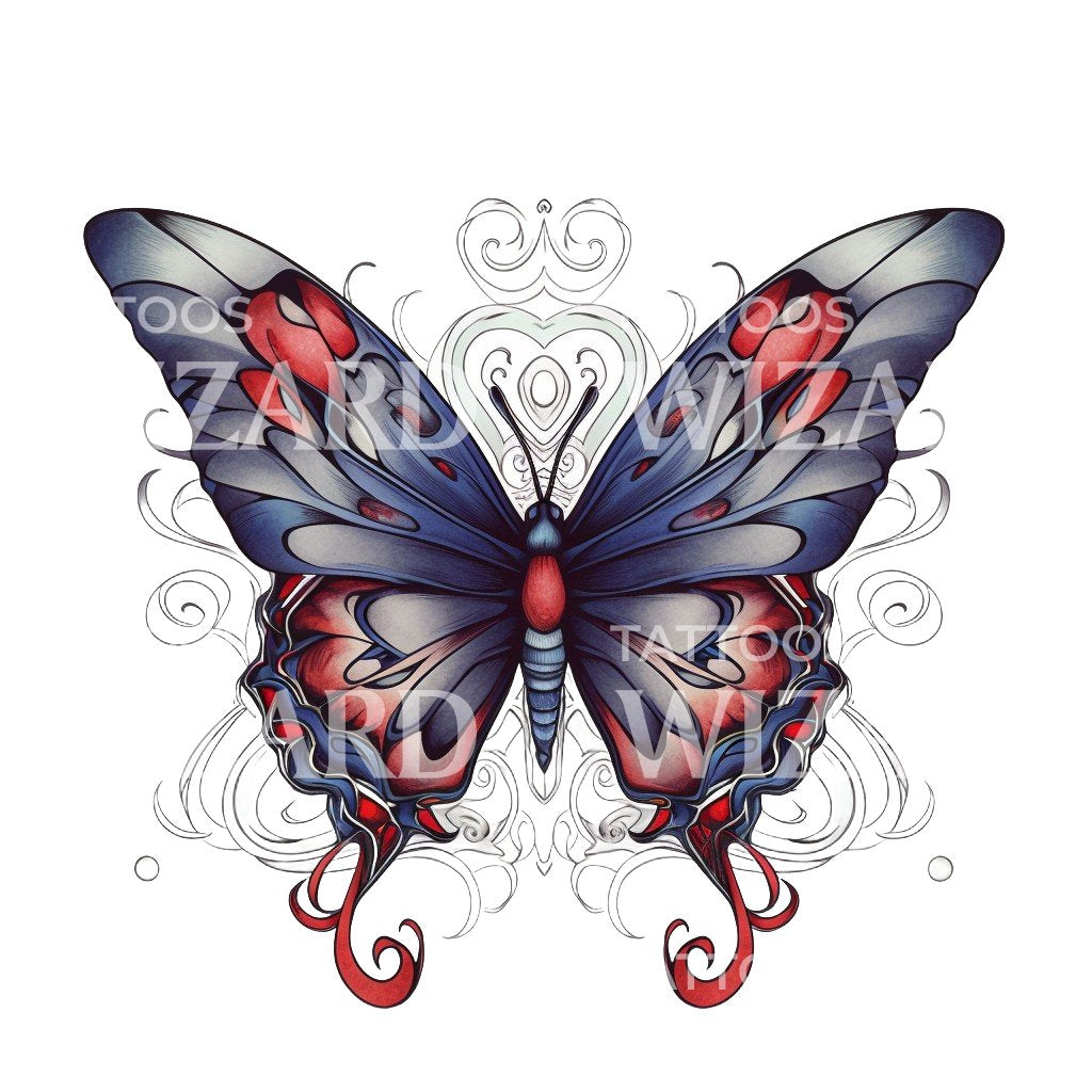 Neo-Traditional Butterfly Tattoo Design