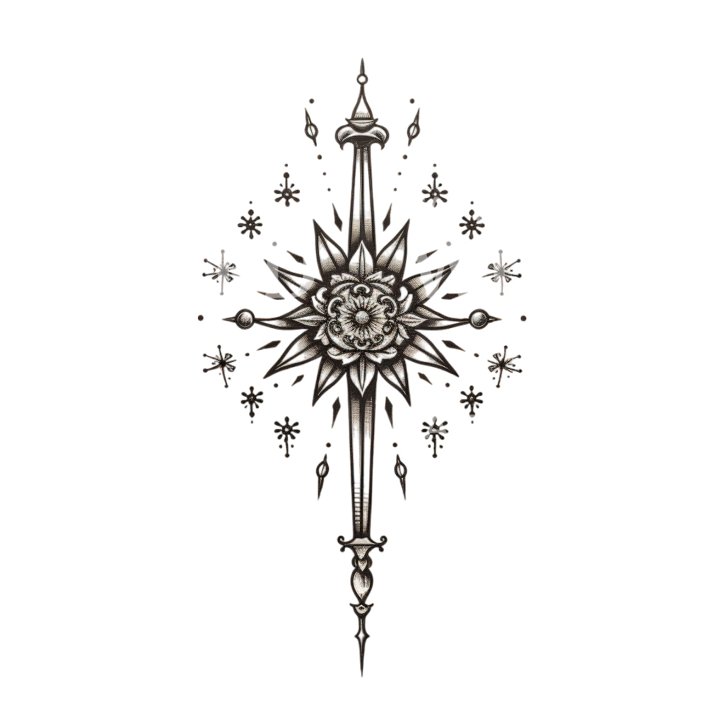 Dagger Sun Tattoo Design