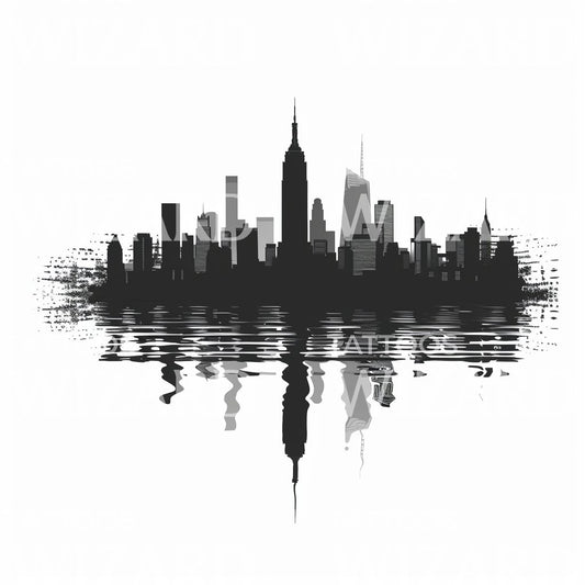Minimalist Skyline New York Tattoo Design