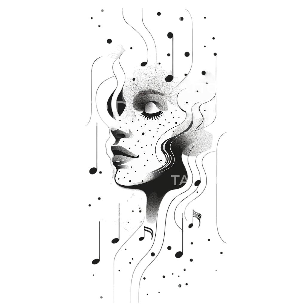 Melody Minimalist Woman Tattoo Design
