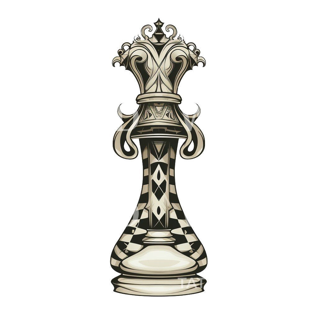 queen and king chess piece tattoos