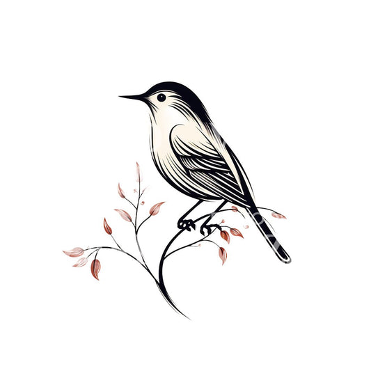 Minimalist Bird on a Branch Tattoo Design