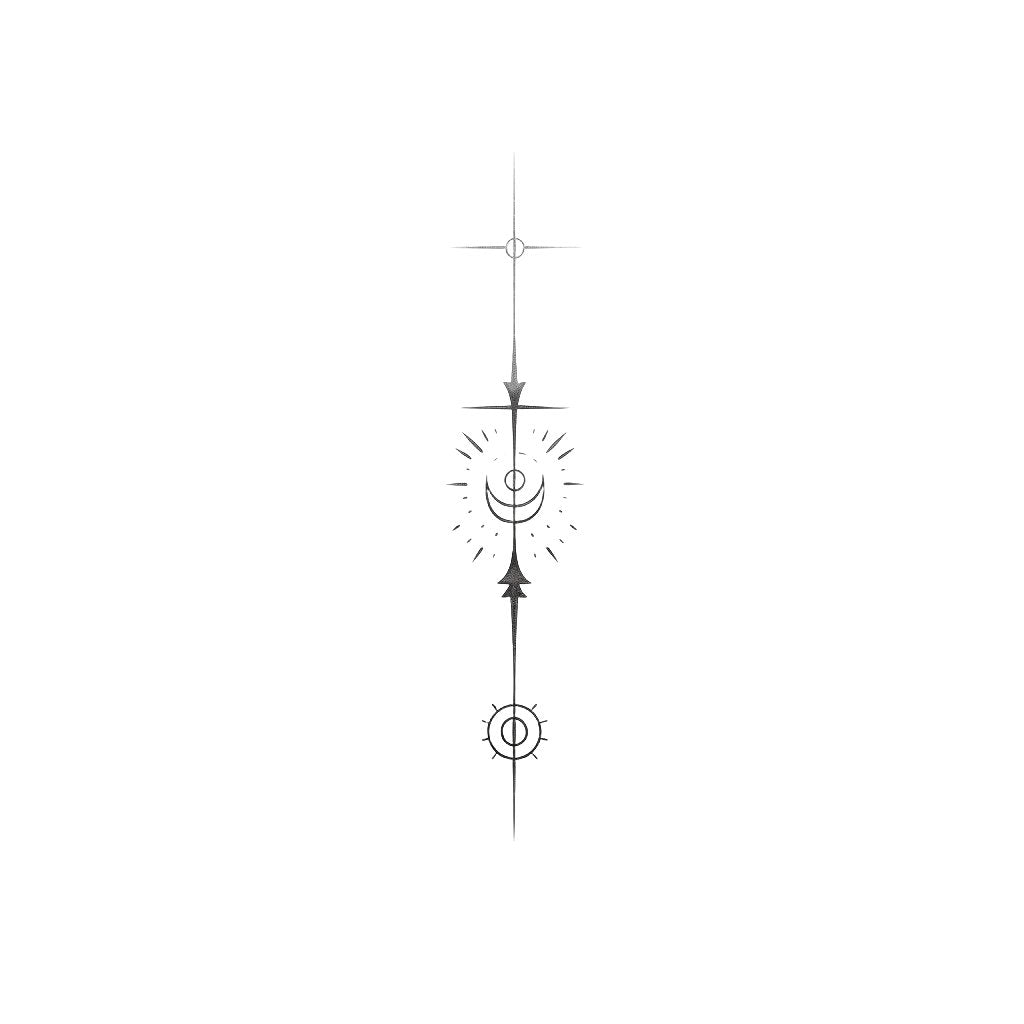 Moon Sun and Venus Aligned Tattoo Design