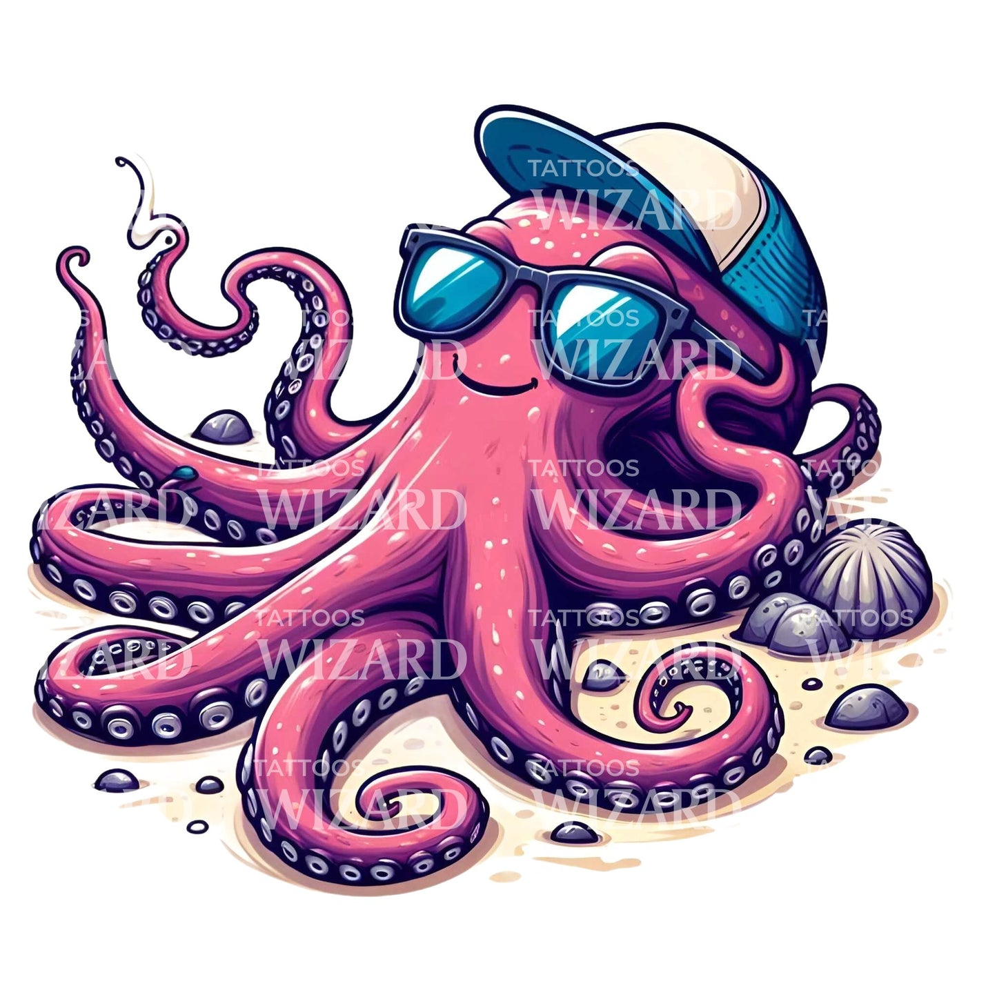 Octopus Vibing Tattoo Design