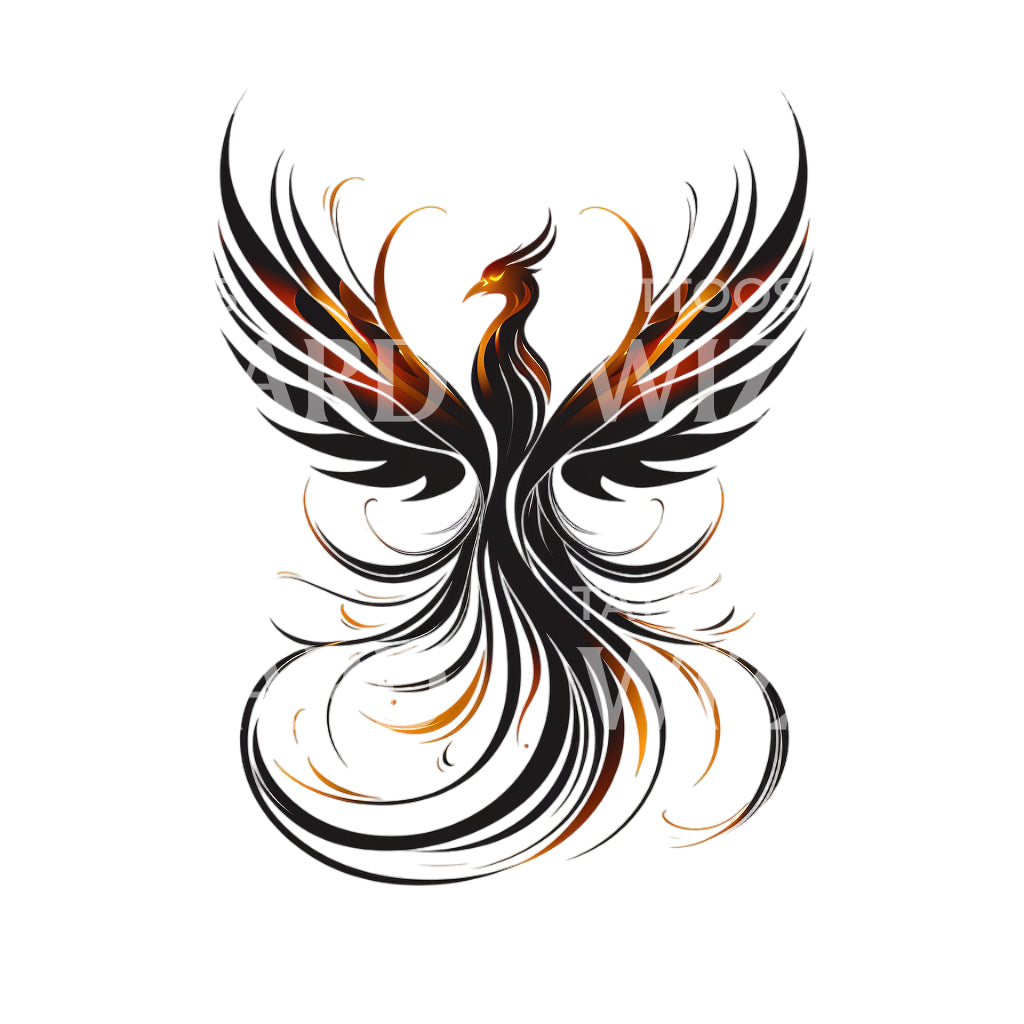 Minimalist Phoenix Tattoo Design