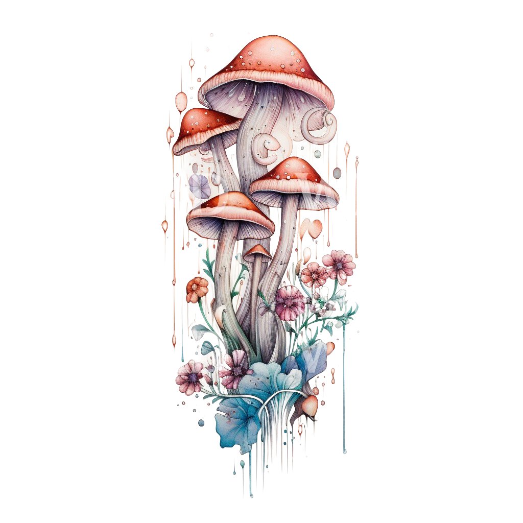 Magic Mushroom Illustrative Tattoo Design