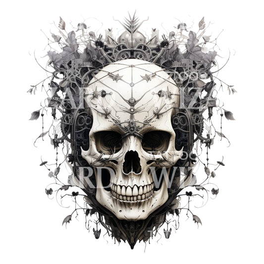Skull in Plants Tattoo Design