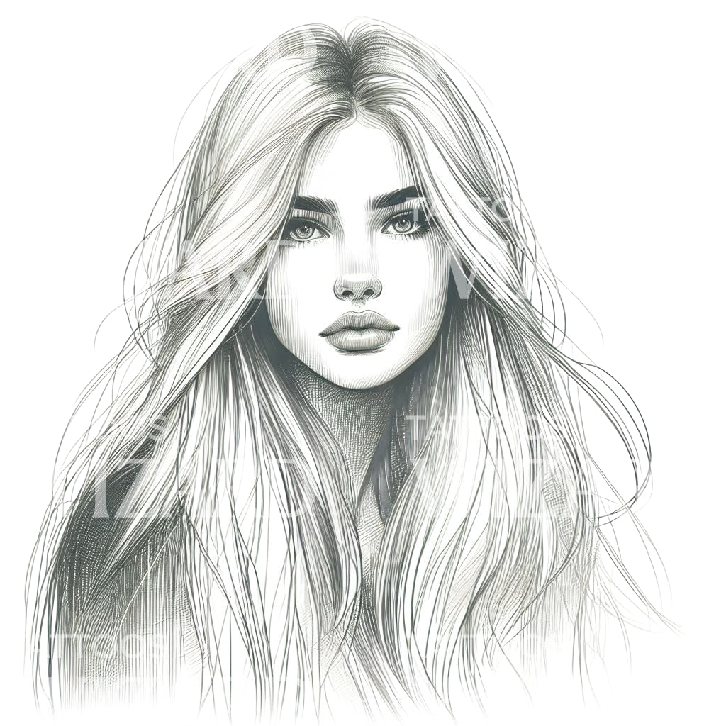 Blonde Beauty Sketch Tattoo Idea
