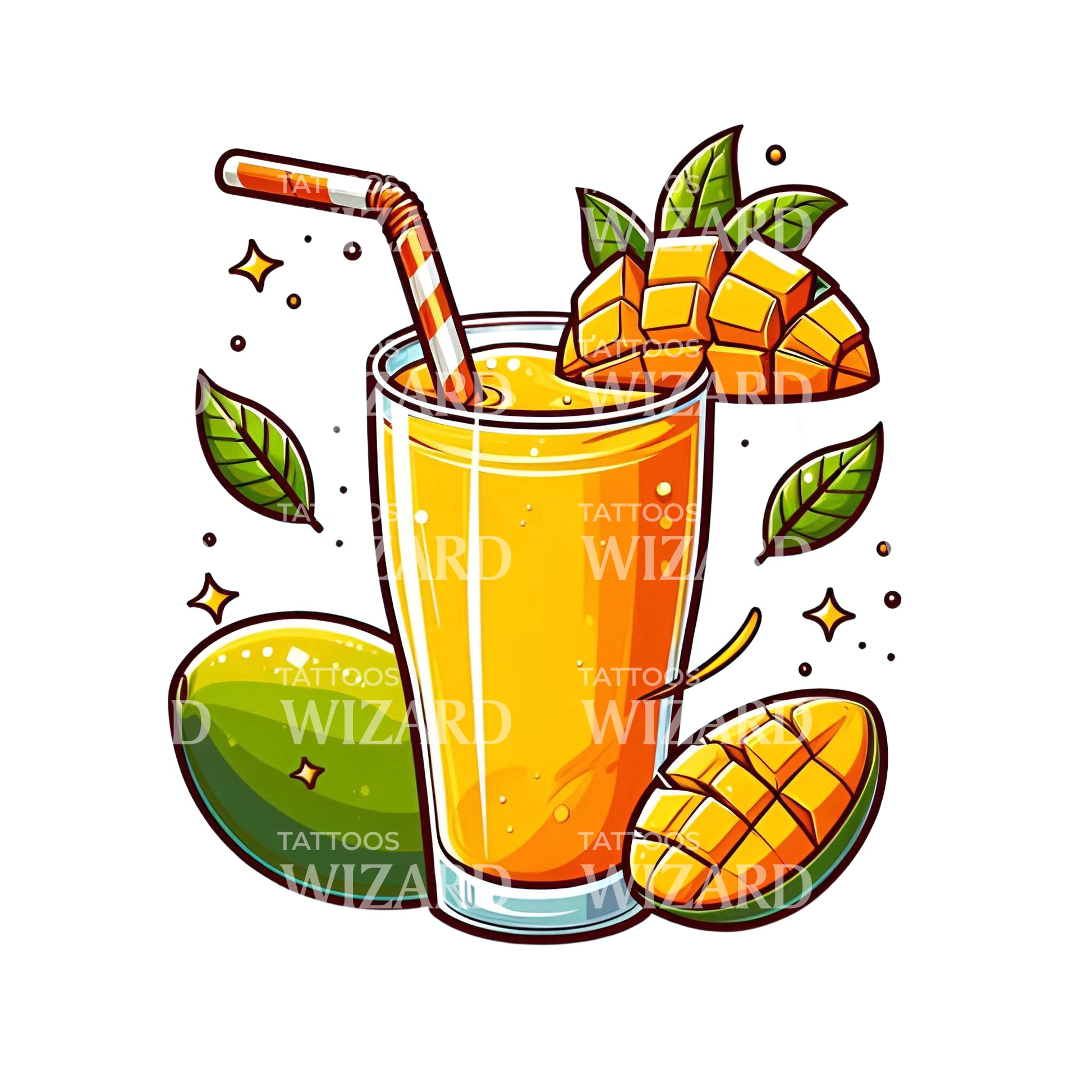 Glass Of Mango Shake Tattoo Idea