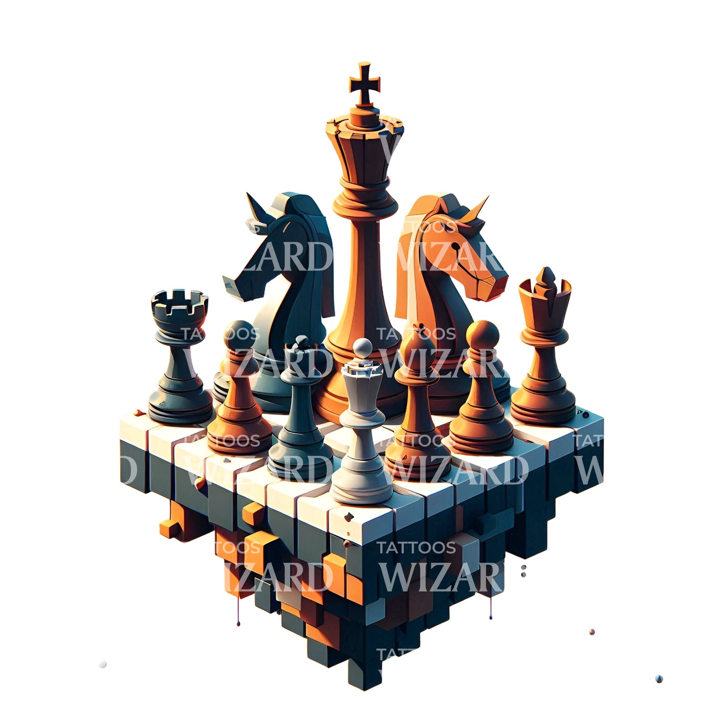 Golden Chess Board Tattoo Idea