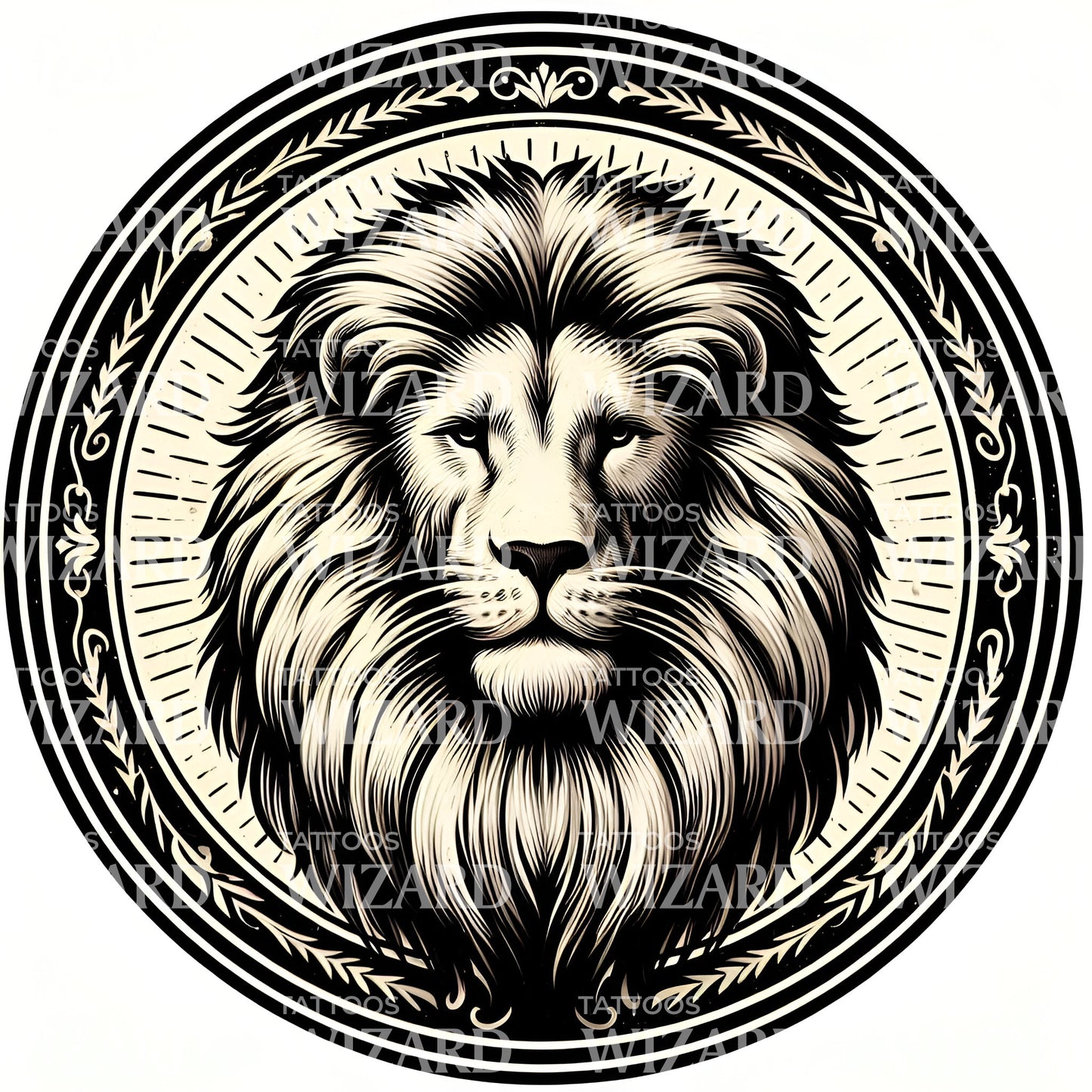 Lion In Showcase Tattoo Idea