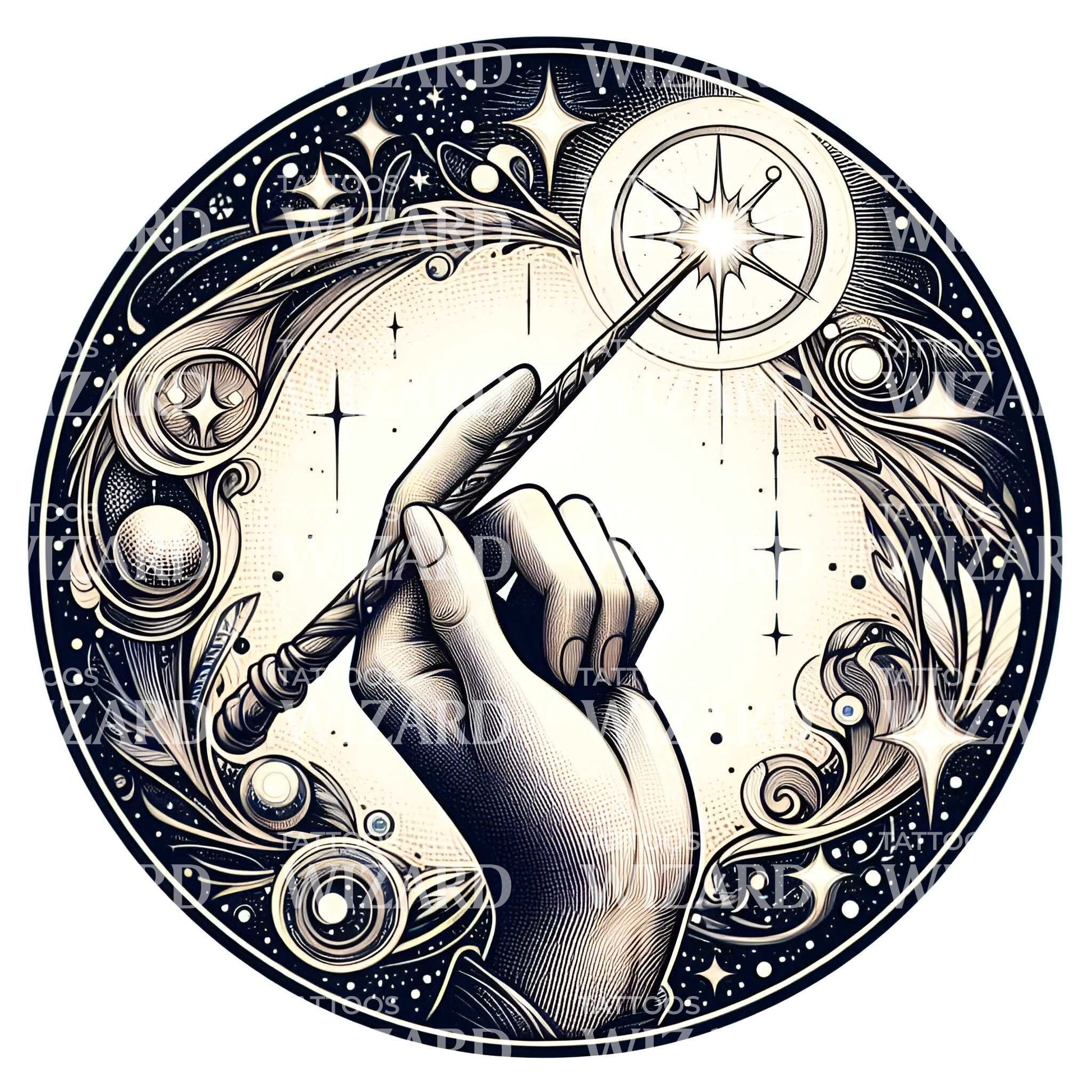 Magical Wand Tattoo Idea