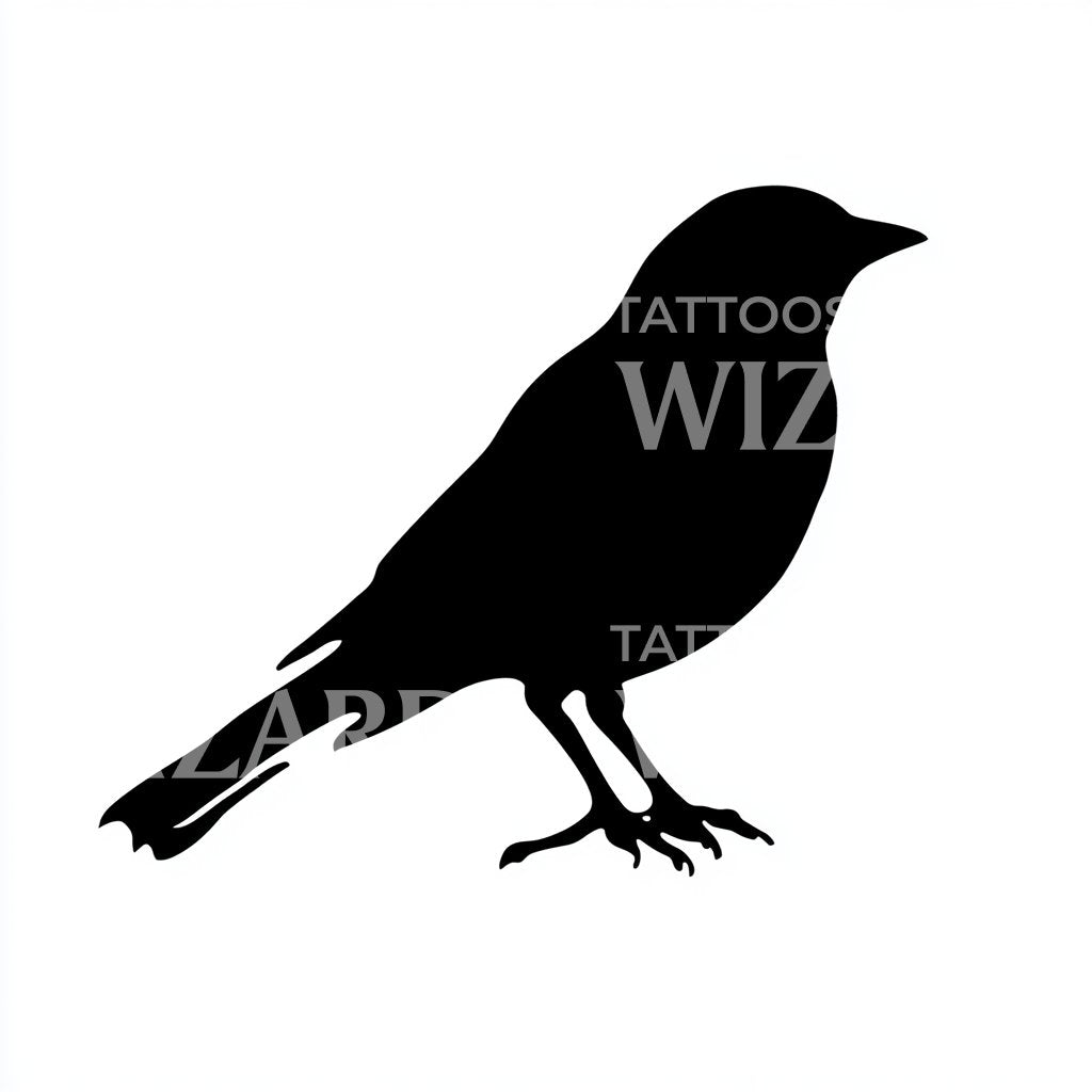 Baby Sparrow Silhouette Tattoo Design
