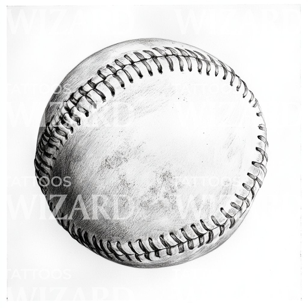 Baseball Dotwork Vintage Style Tattoo Design
