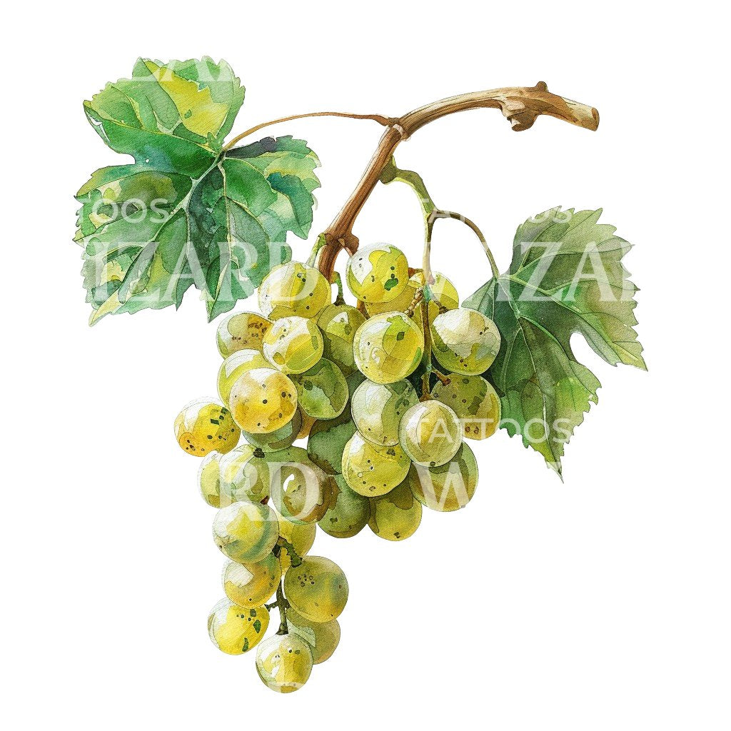 Beautiful Botanical Watercolor Grapes Tattoo Idea