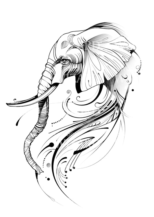 Cool Sketch Elephant Tattoo Idea
