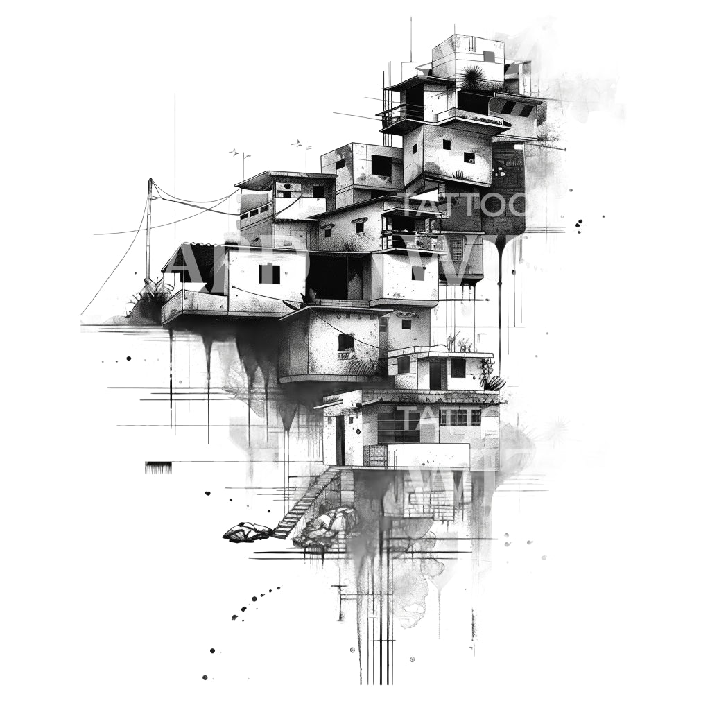 Deconstructed Architecture Informal Tattoo Design