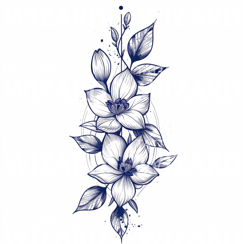 lily flower tattoo stencil Delicate Floral Cluster Outline Tattoo Design – Tattoos Wizard Designs