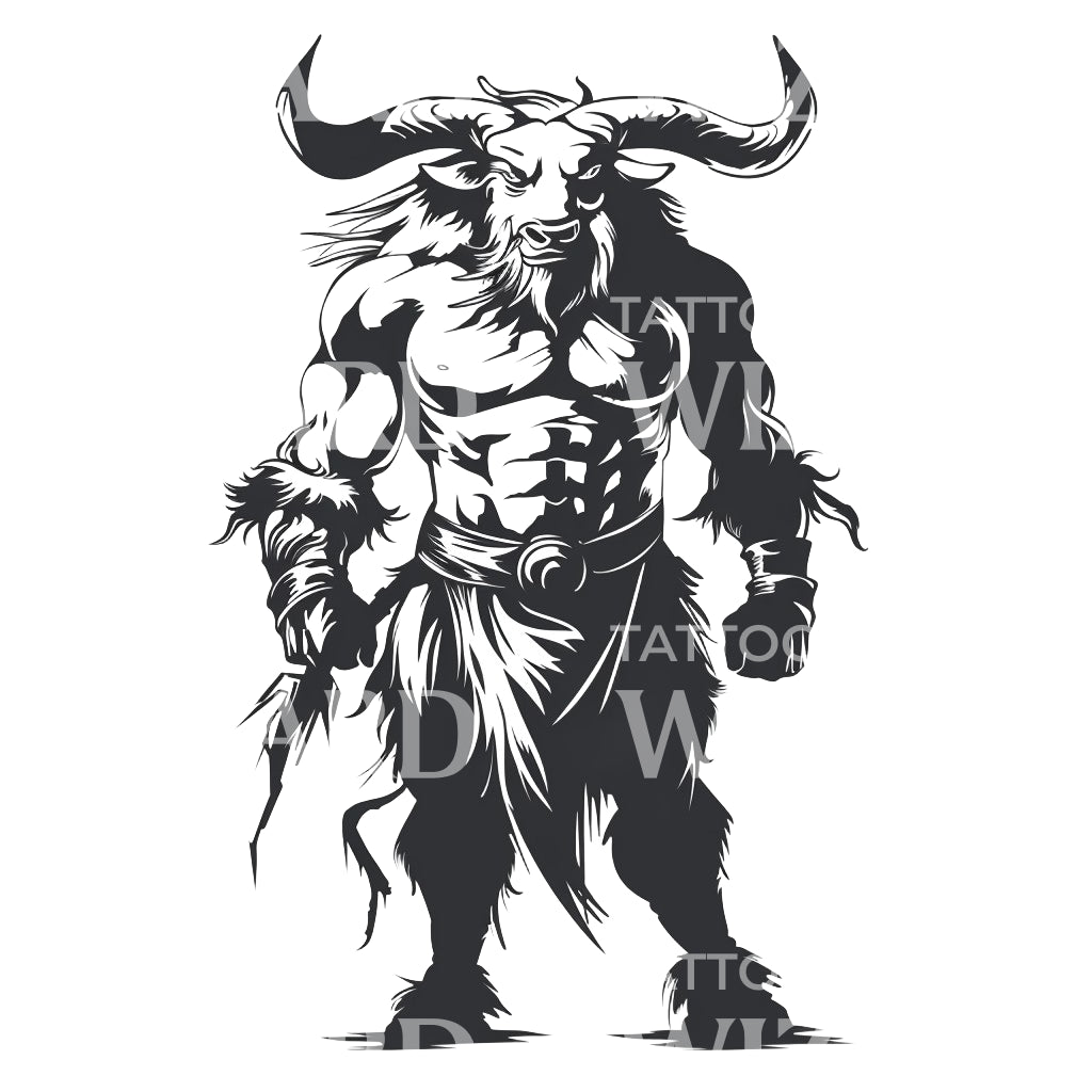 Epic Minotaur Tattoo Design