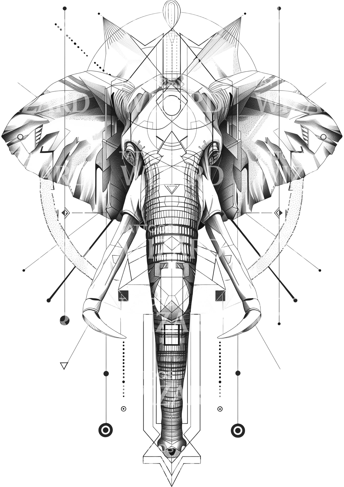 Fineline Elephant Tattoo Idea