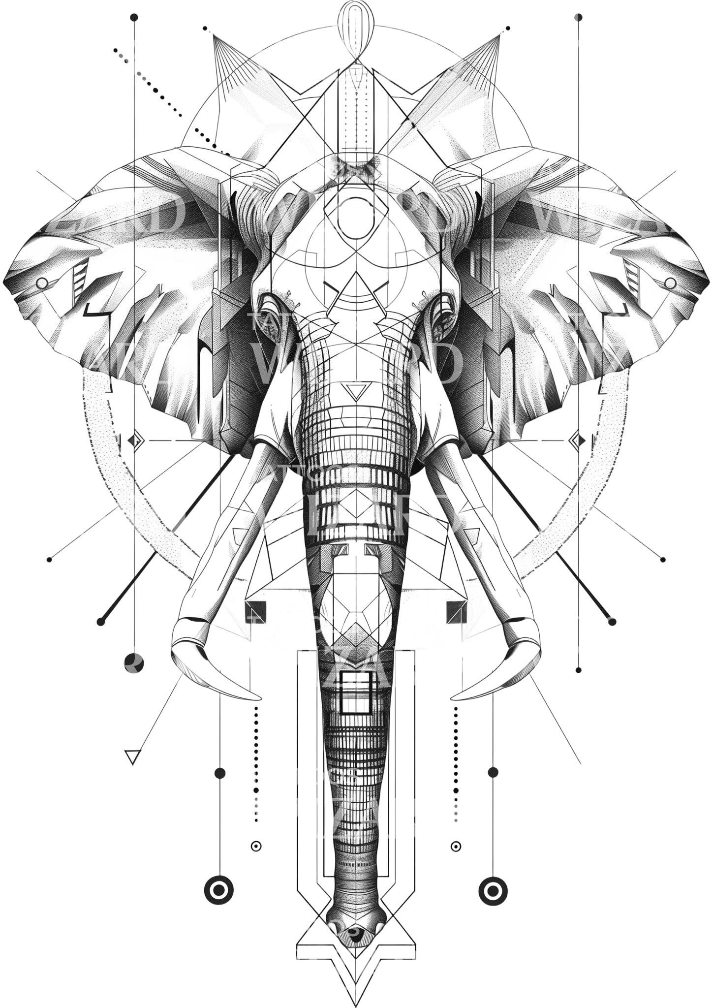 Fineline Elephant Tattoo Idea