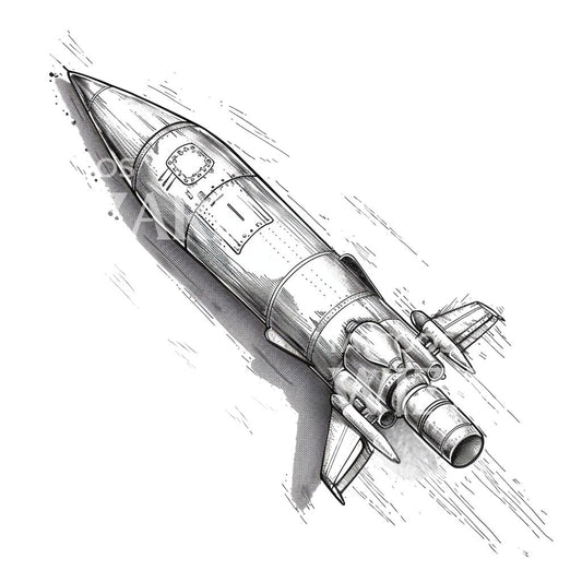Flying Rocket Tattoo Idea