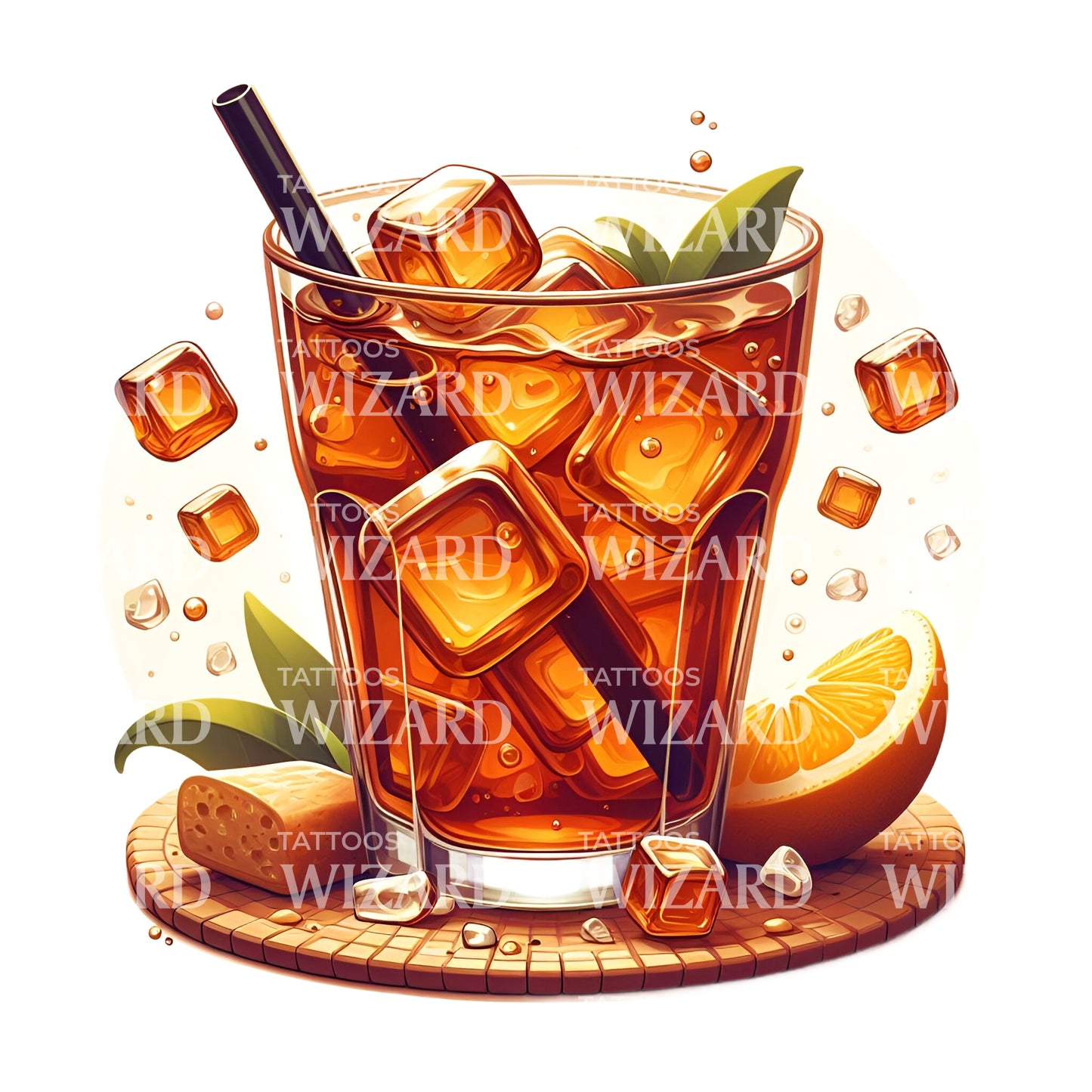Glass Of Ice Tea Tattoo Idea