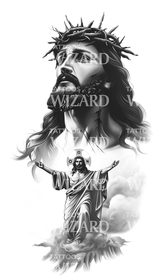 Holy Trinity with Jesus on the Cross Tattoo Idea