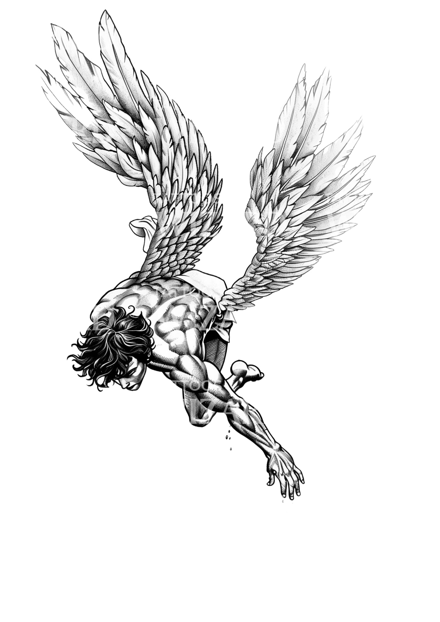 Icarus Falling off the Sky Tattoo Design
