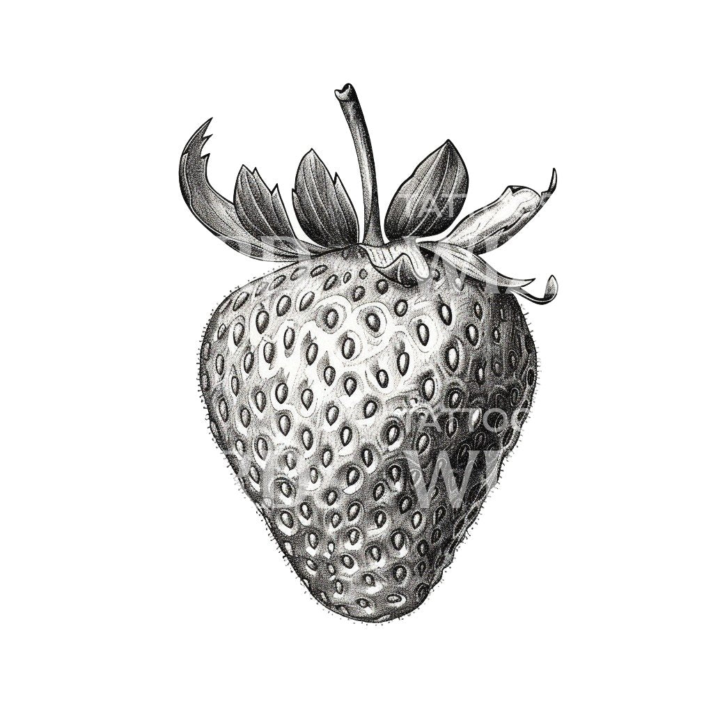 Ink Vintage Strawberry Cross-hatched Tattoo Idea