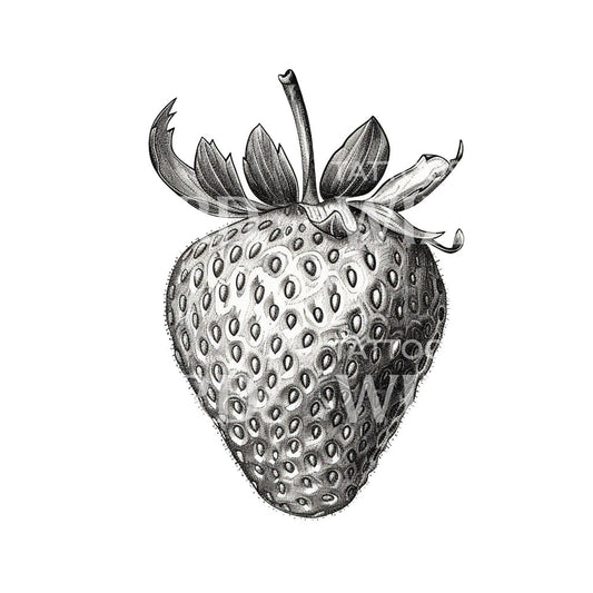 Ink Vintage Strawberry Cross-hatched Tattoo Idea