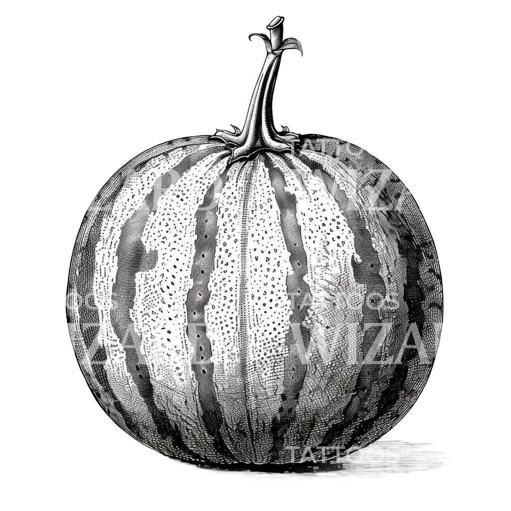 Ink Watermelon Cross-hatchedTattoo Idea