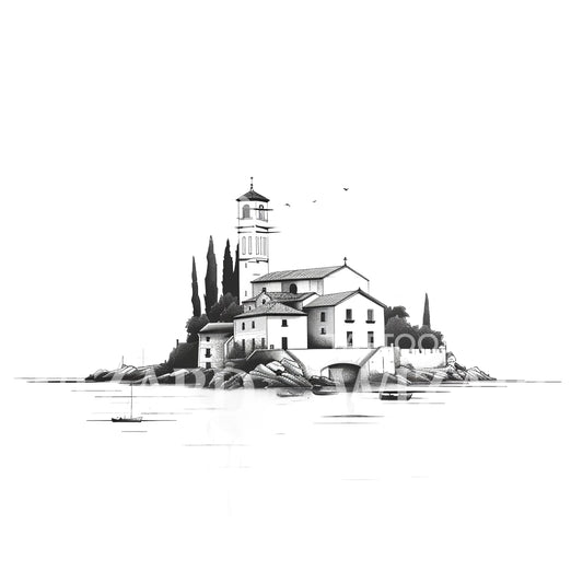 Italian Minimalist Island Tattoo Design
