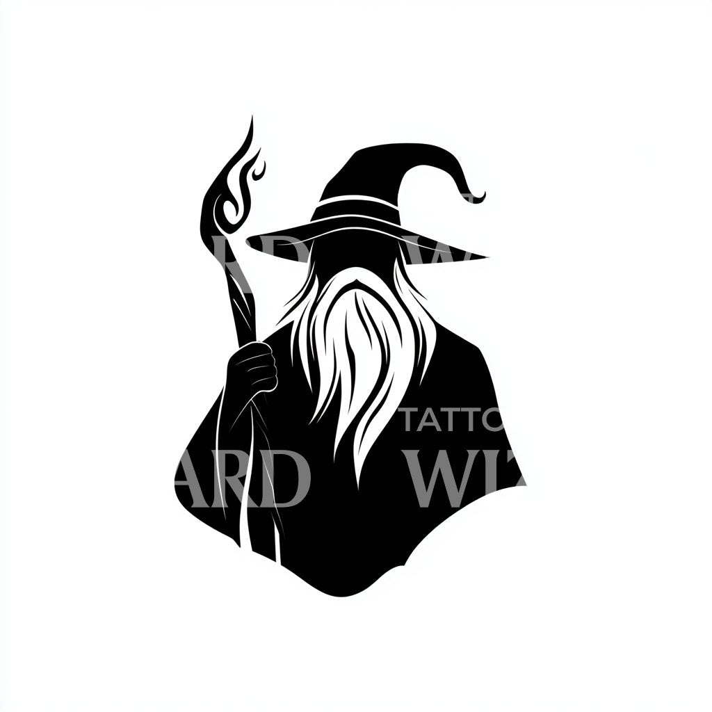Mage With Staff Silhouette Tattoo Idea