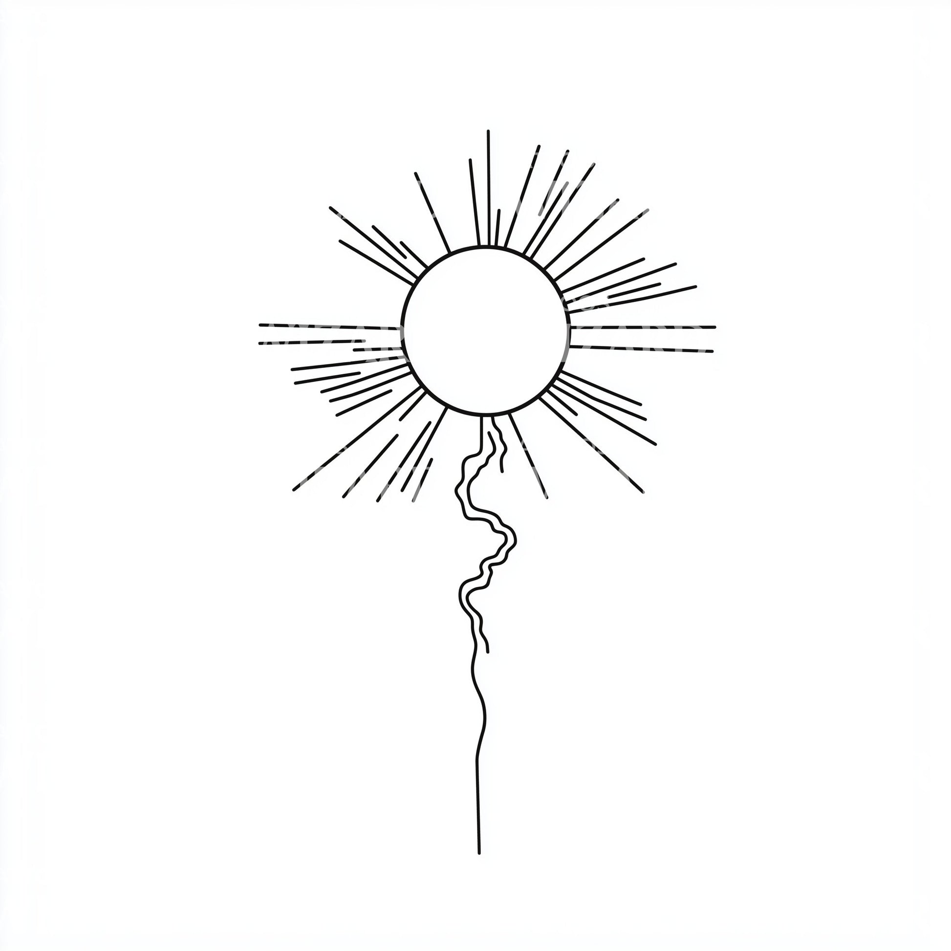 Minimalist Radiant Sun with Lines Tattoo Design