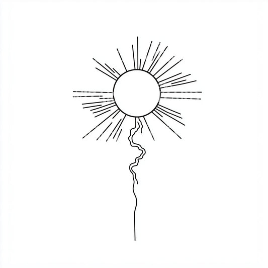 Minimalist Radiant Sun with Lines Tattoo Design