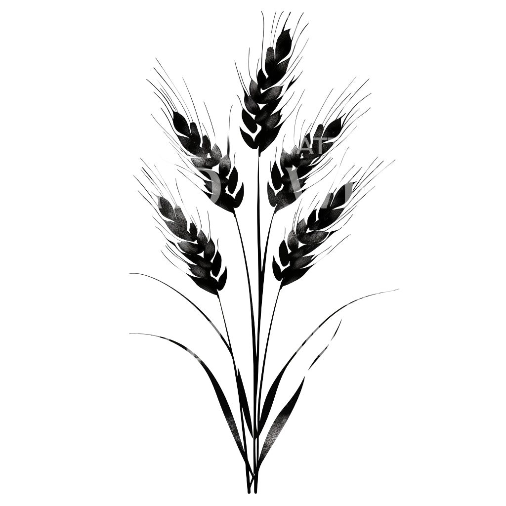 Minimalist Wheat Tattoo Design