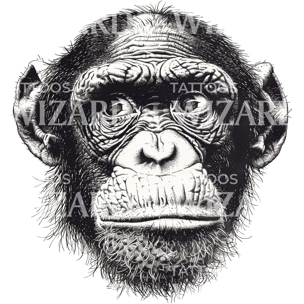 Monkey Face Ink Tattoo Idea